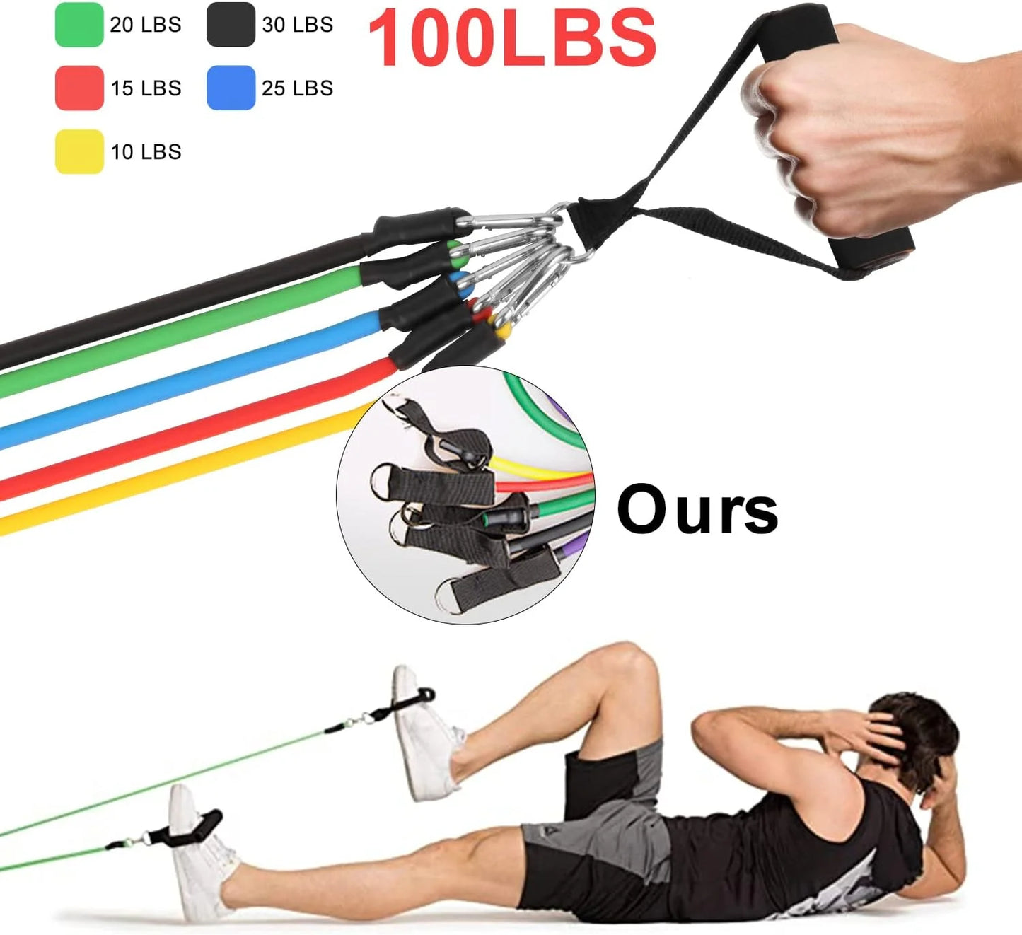100Lbs Resistance Bands Set for Working Out, Workout Bands for Men and Women, Simple Exercising Bands Set for Strength Training Equipment at Home.