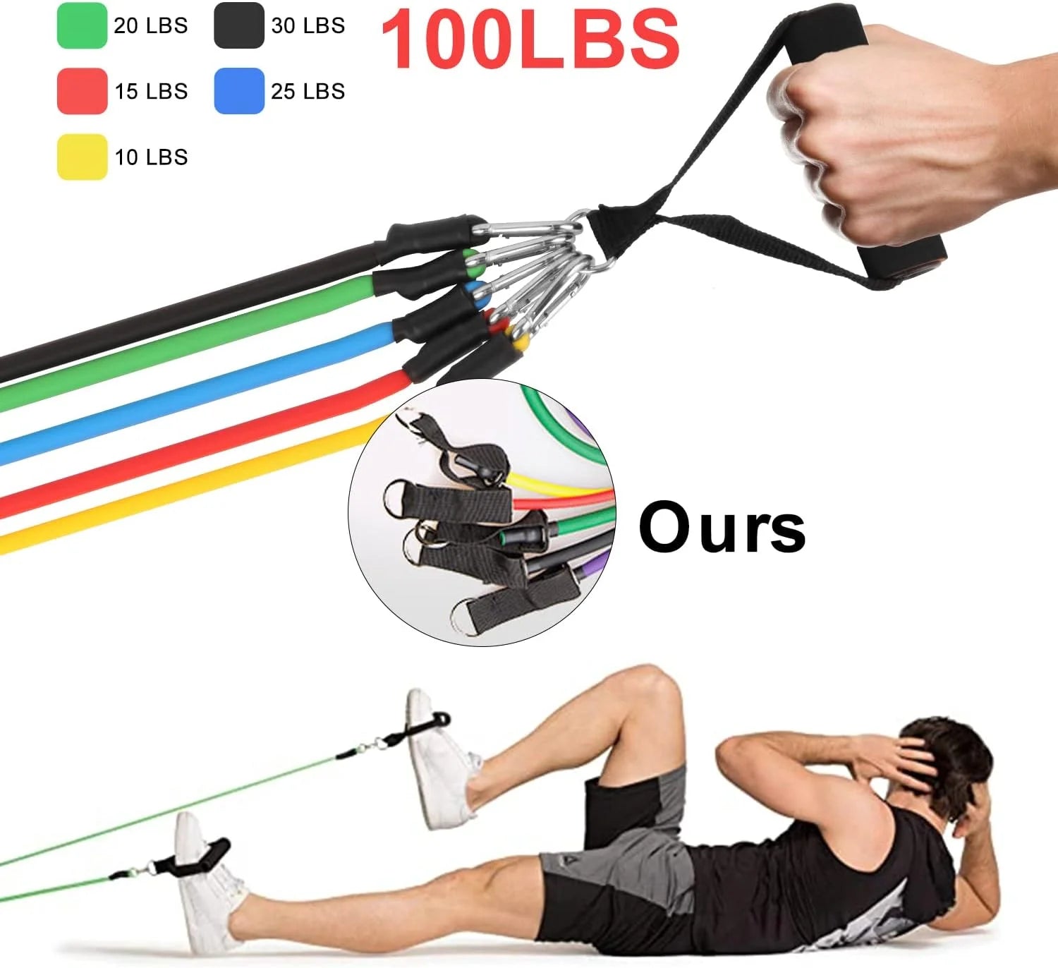 100Lbs Resistance Bands Set for Working Out, Workout Bands for Men and Women, Simple Exercising Bands Set for Strength Training Equipment at Home.