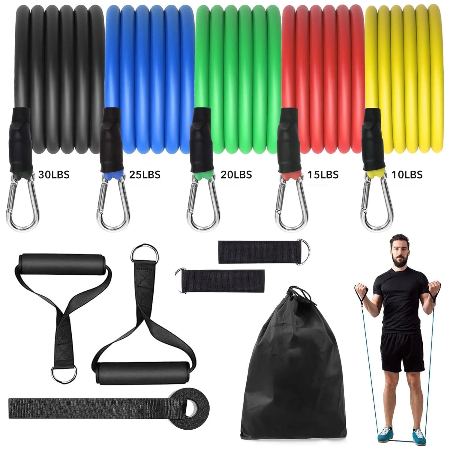 100Lbs Resistance Bands Set for Working Out, Workout Bands for Men and Women, Simple Exercising Bands Set for Strength Training Equipment at Home.